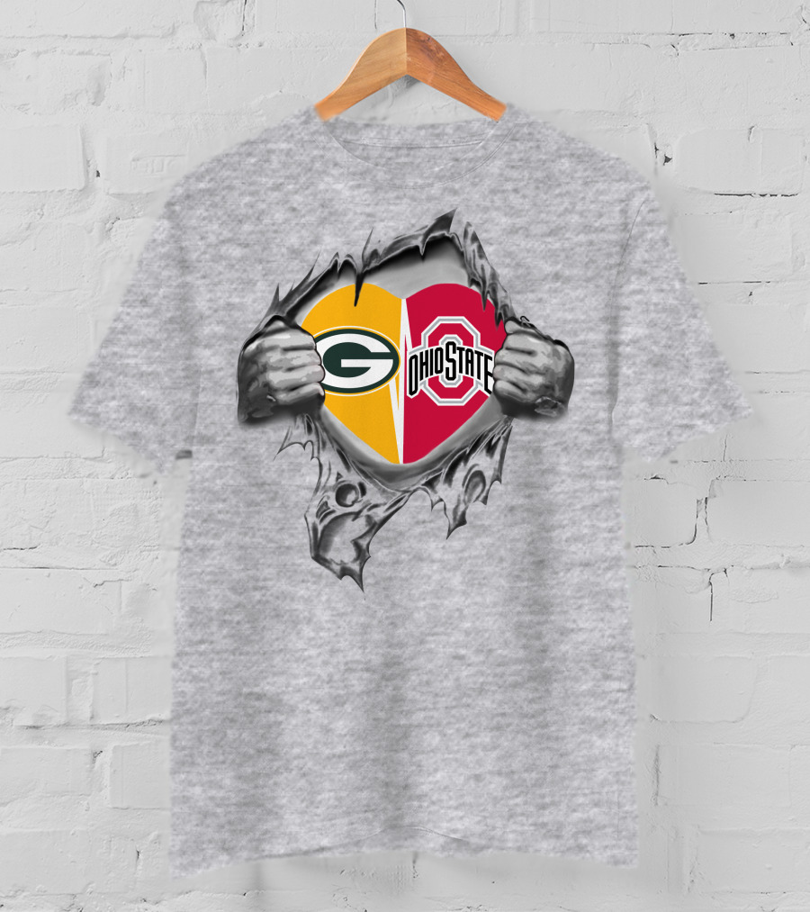 Packers Ohio State Heart Logo Fusion T-Shirt