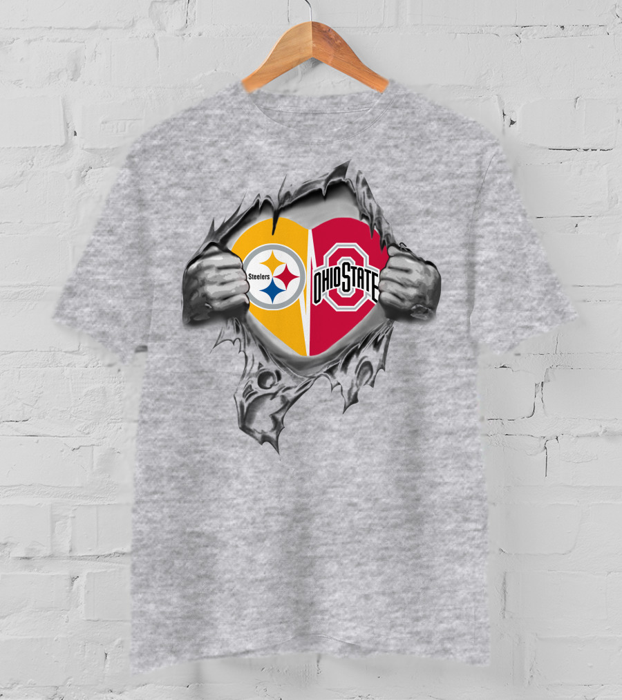 Steelers Ohio State Heart Rip Fusion T-Shirt