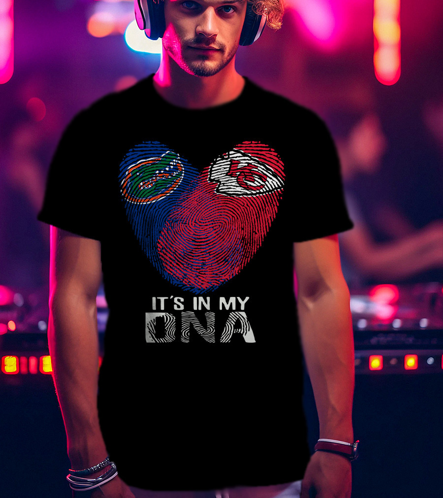 It's In My DNA Gators Chiefs Fingerprint Heart T-Shirt