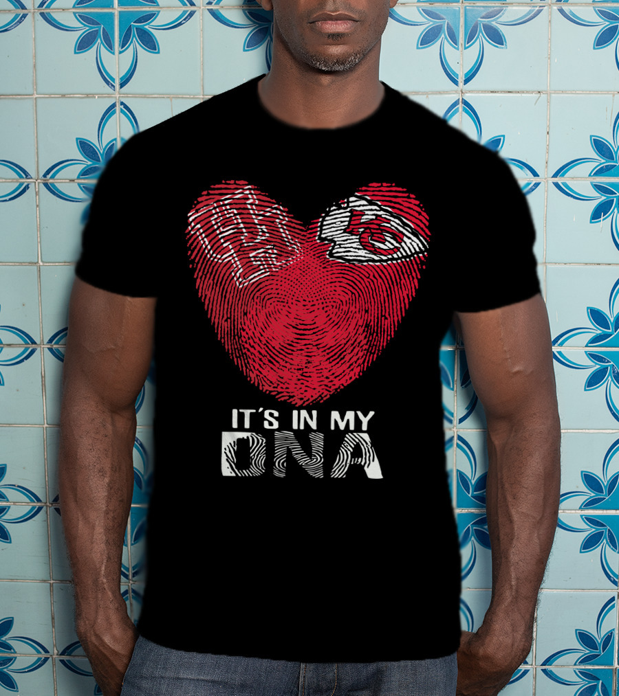 Houston Cougars Kansas City Chiefs Heart Shaped Fingerprint It's In My DNA T-Shirt
