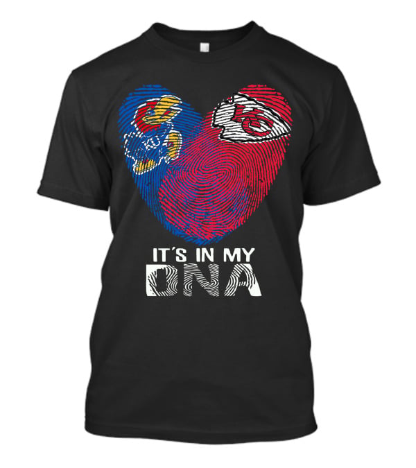 Kansas Jayhawks Chiefs It's In My DNA Fingerprint Heart T-Shirt