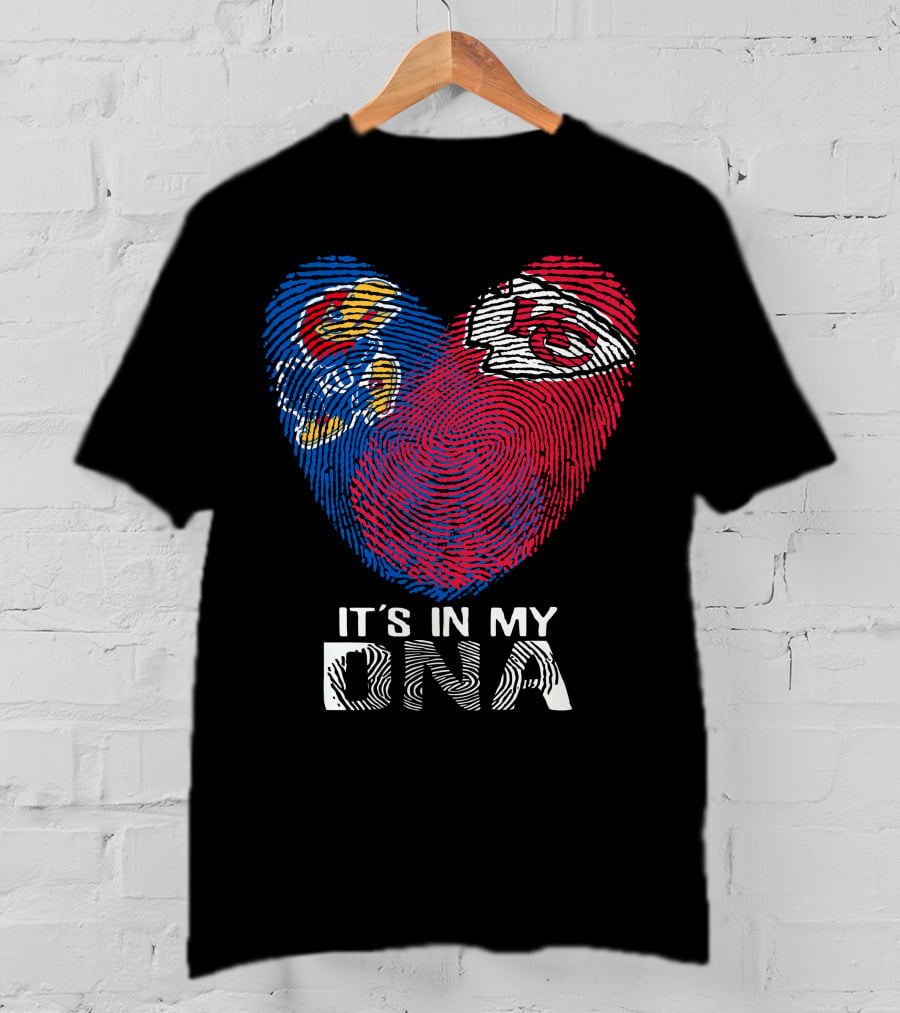 Kansas Jayhawks Chiefs It's In My DNA Fingerprint Heart T-Shirt