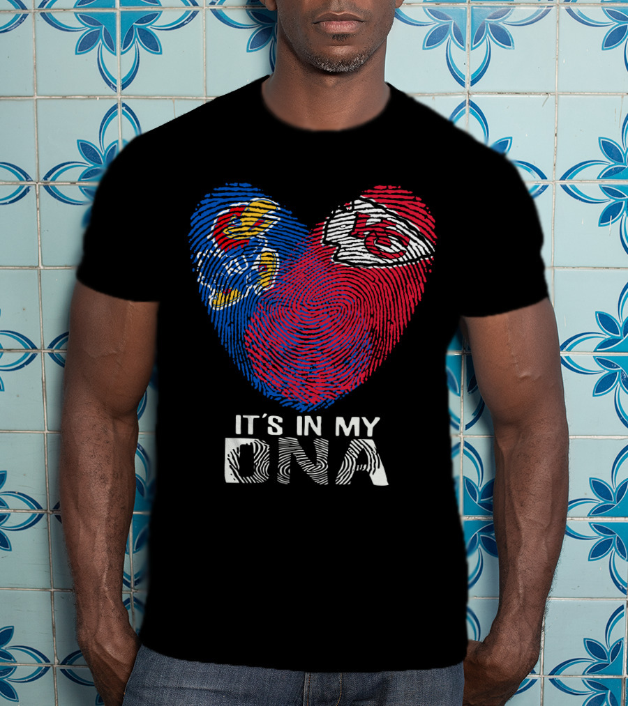 Kansas Jayhawks Chiefs It's In My DNA Fingerprint Heart T-Shirt