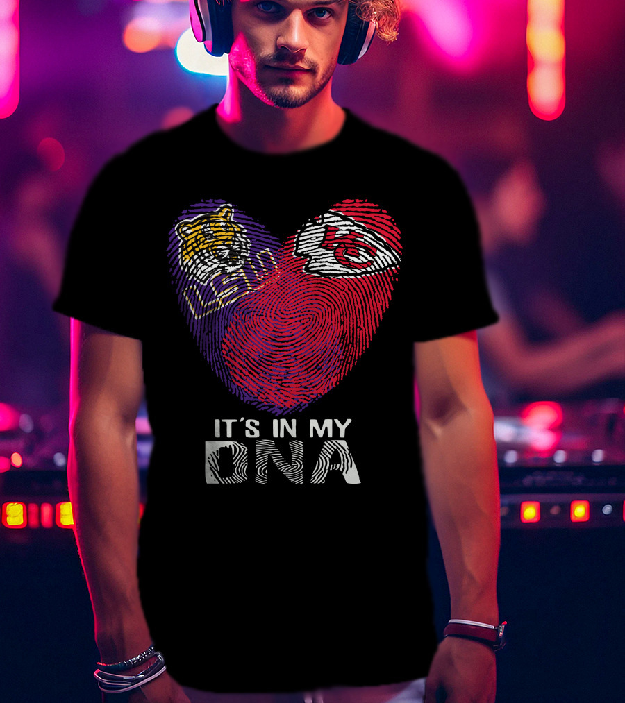 LSU Tigers Chiefs It's In My DNA Fingerprint Heart T-Shirt