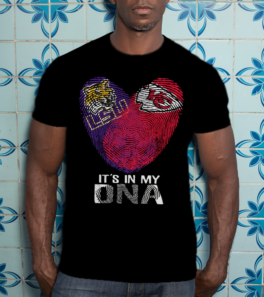 LSU Tigers Chiefs It's In My DNA Fingerprint Heart T-Shirt