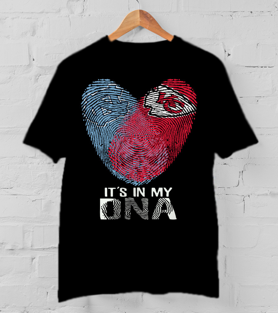 It's In My DNA North Carolina Tar Heels And Chiefs Fingerprint Heart T-Shirt