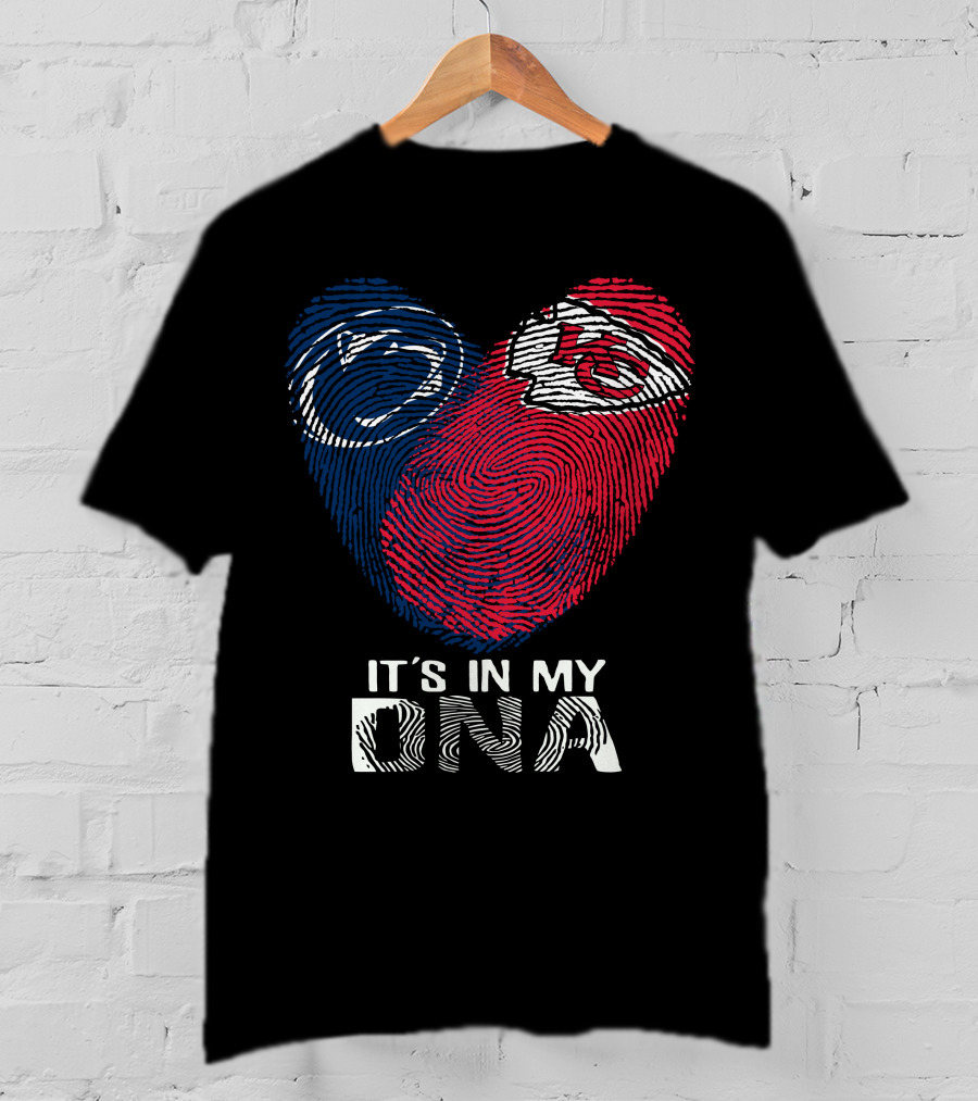 Penn State Nittany Lions And Chiefs It's In My DNA Fingerprint Heart T-Shirt
