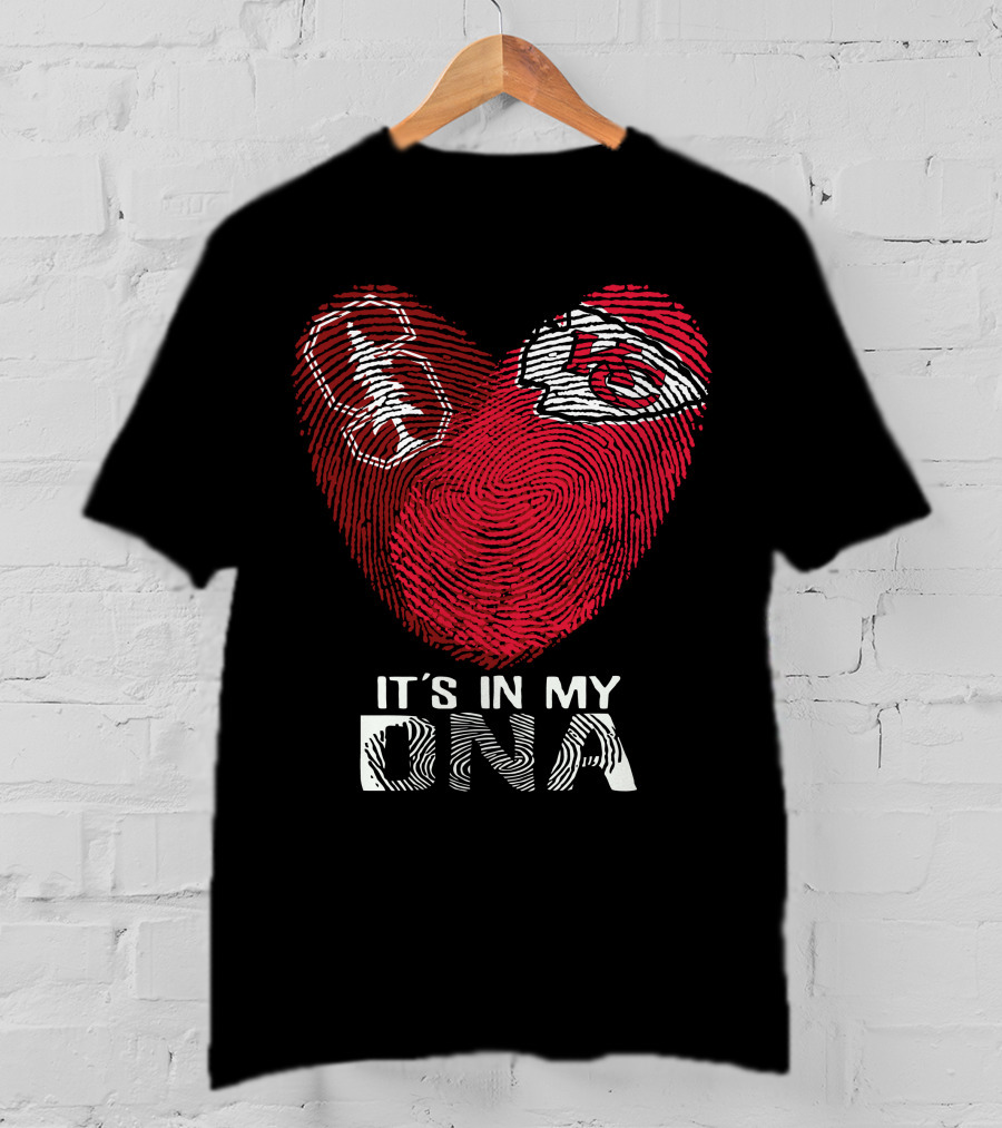 It's In My DNA Cardinals Chiefs Heart Fingerprint T-Shirt