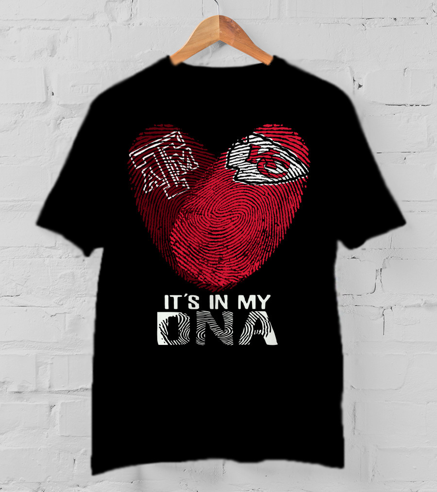 Texas A&M Aggies Chiefs It's In My DNA Fingerprint Heart T-Shirt