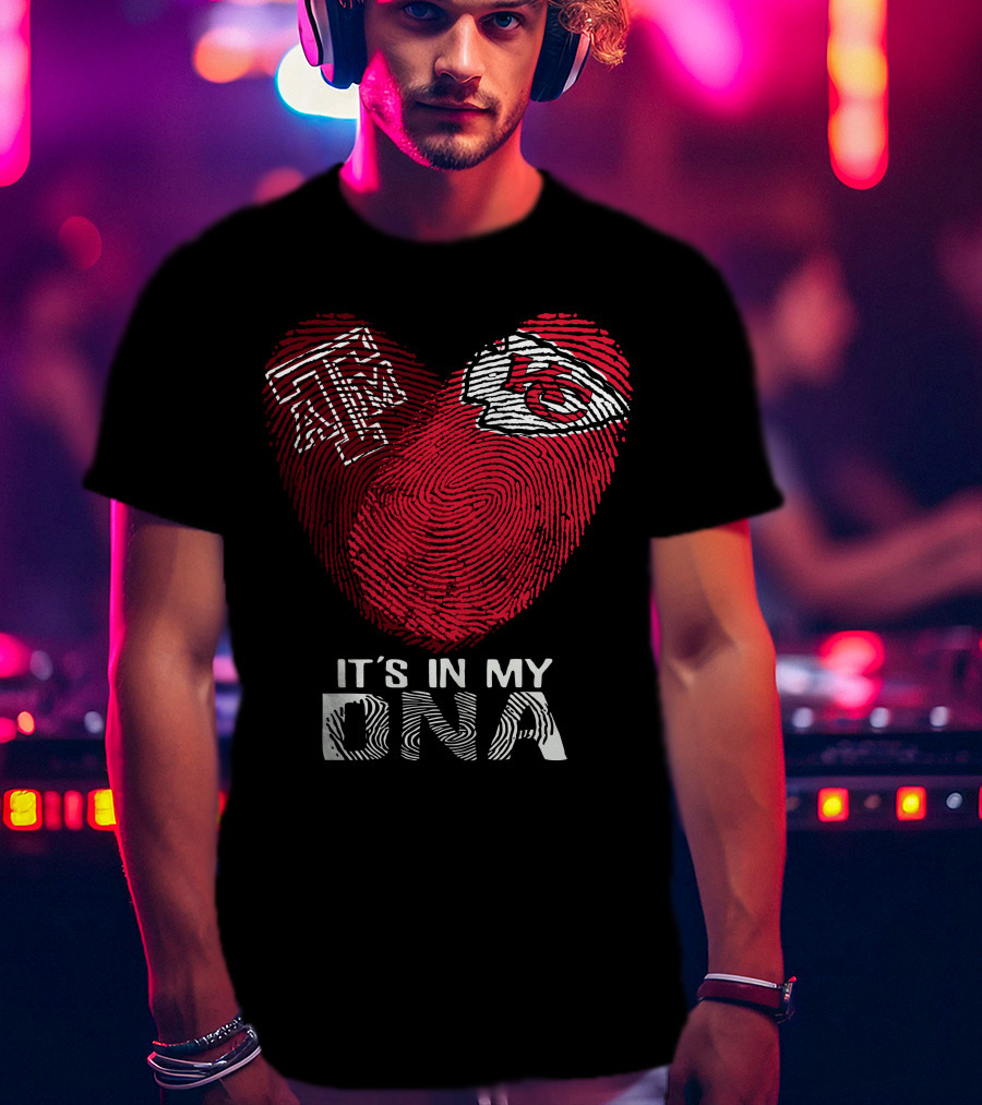 Texas A&M Aggies Chiefs It's In My DNA Fingerprint Heart T-Shirt