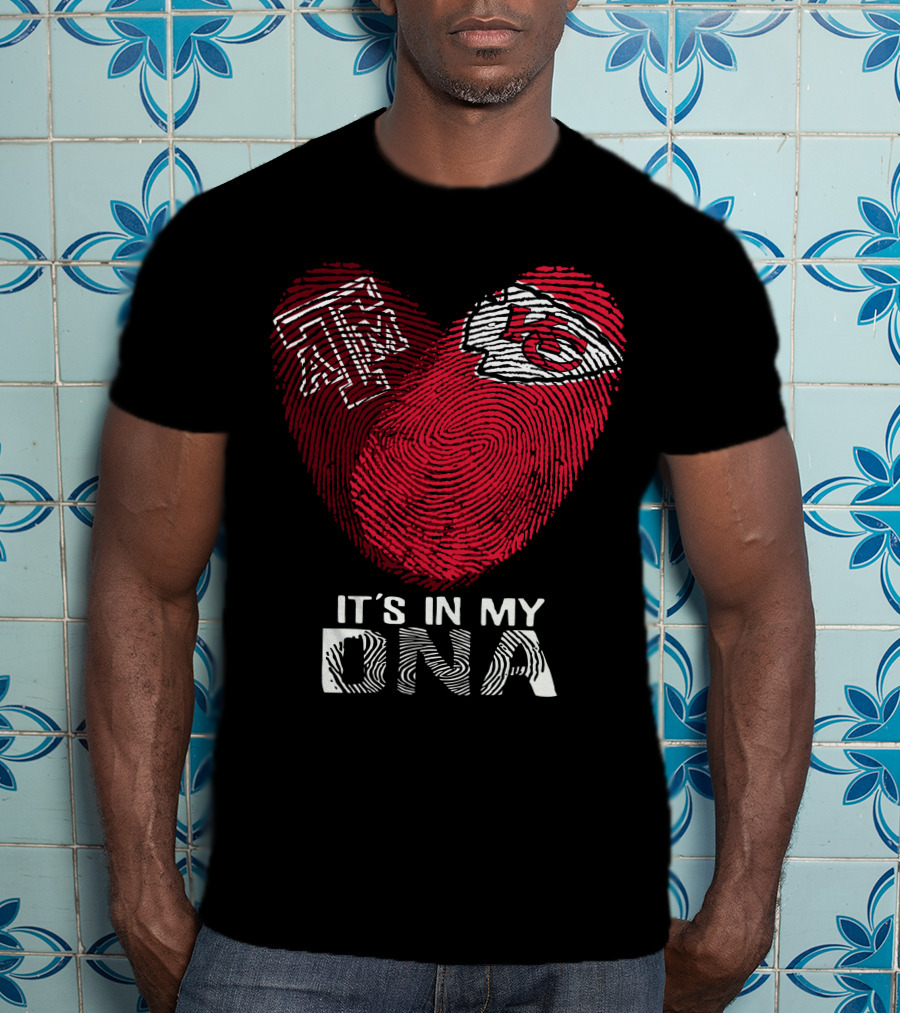 Texas A&M Aggies Chiefs It's In My DNA Fingerprint Heart T-Shirt
