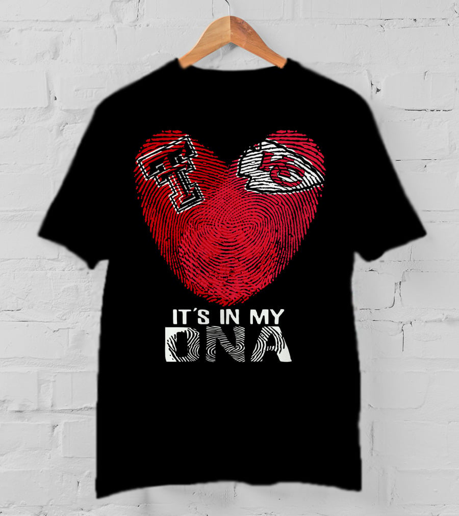 Texas Tech Chiefs It's In My DNA Fingerprint Heart T-Shirt