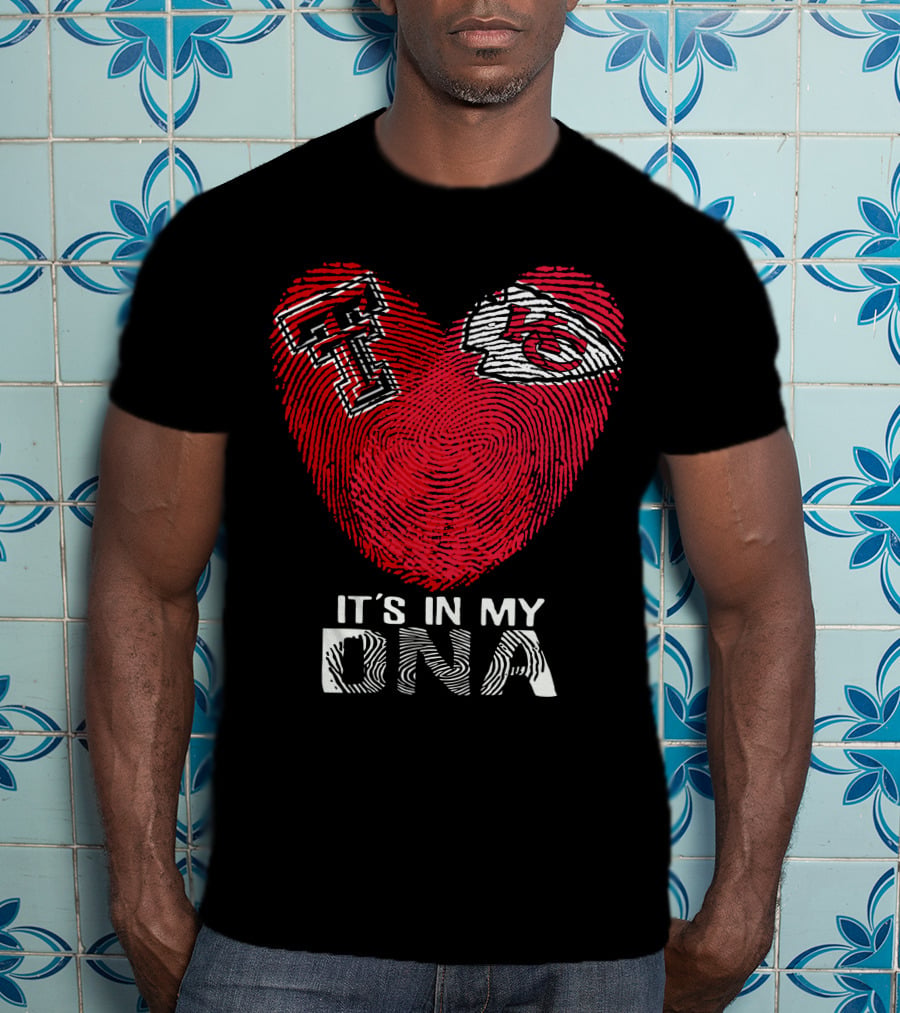 Texas Tech Chiefs It's In My DNA Fingerprint Heart T-Shirt