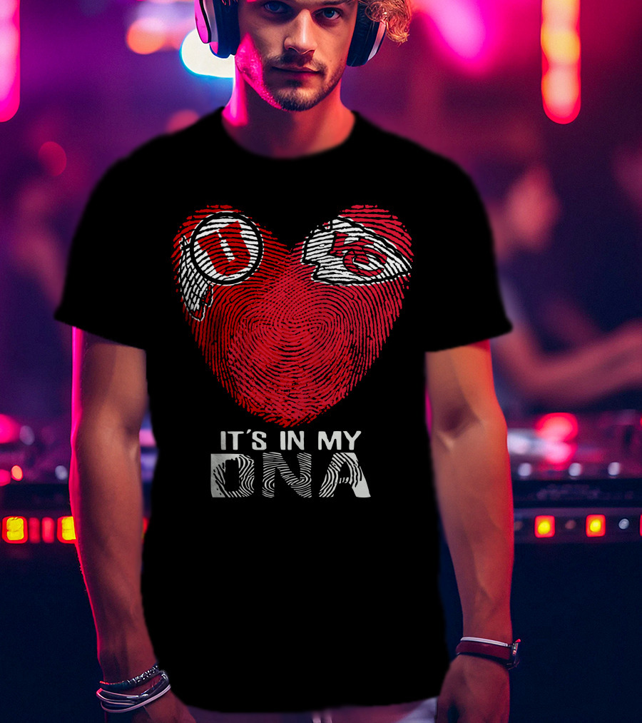 Utah Utes KC Chiefs It's In My DNA Fingerprint Heart T-Shirt
