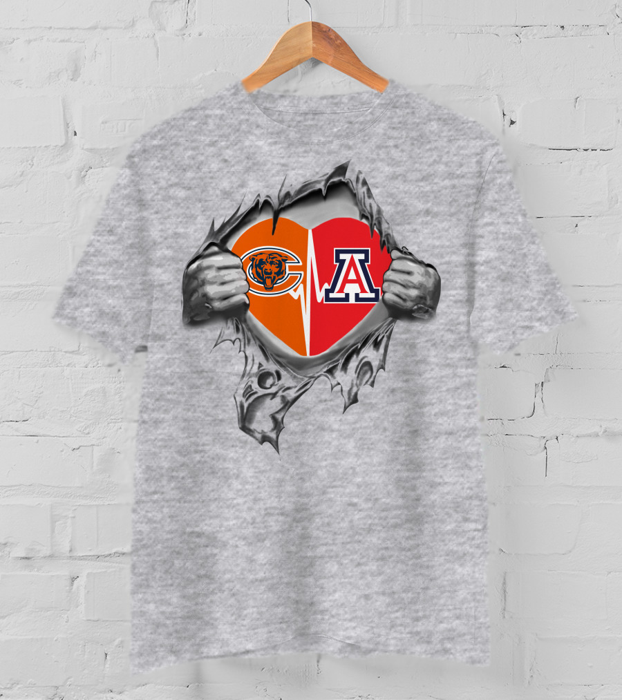Chicago Bears And University Of Arizona Heart T-Shirt