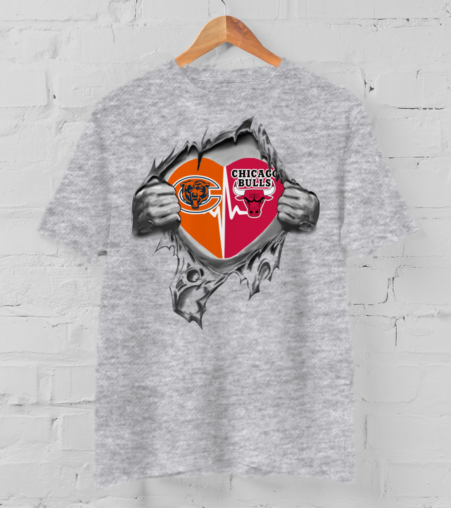 Chicago Bears Bulls Heart T-Shirt