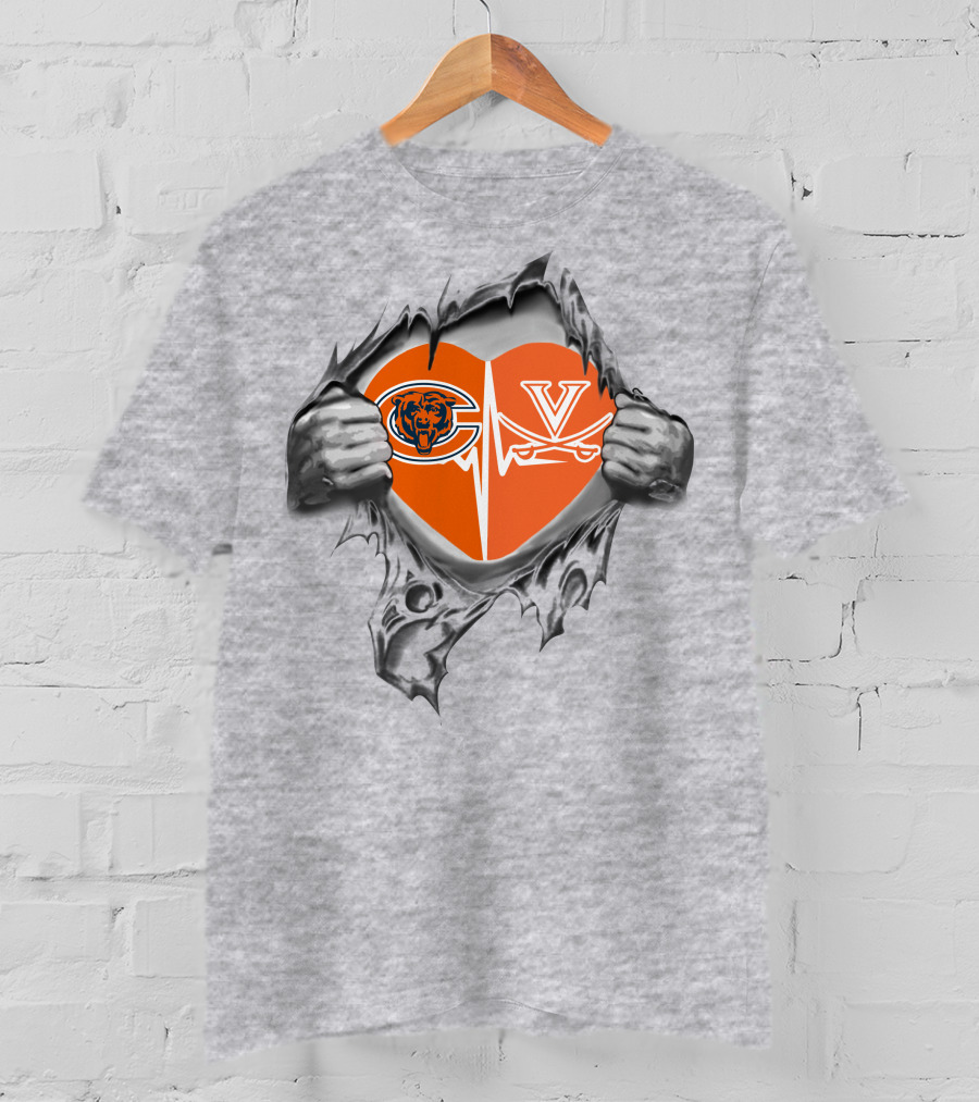 Bears Cavaliers Heartbeat Orange Heart T-Shirt
