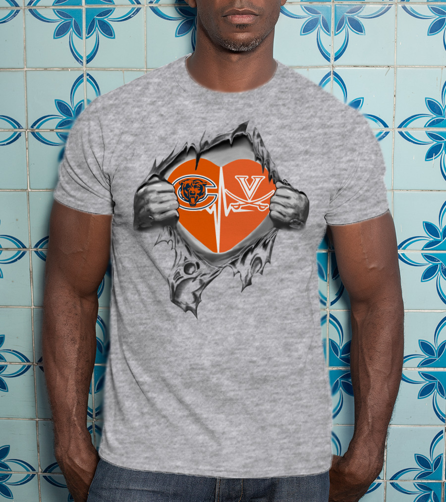 Bears Cavaliers Heartbeat Orange Heart T-Shirt