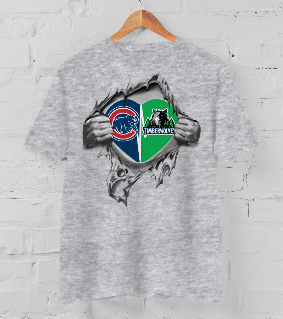 Cub Timberwolves Heart Chicago Minnesota Team Pride T-Shirt