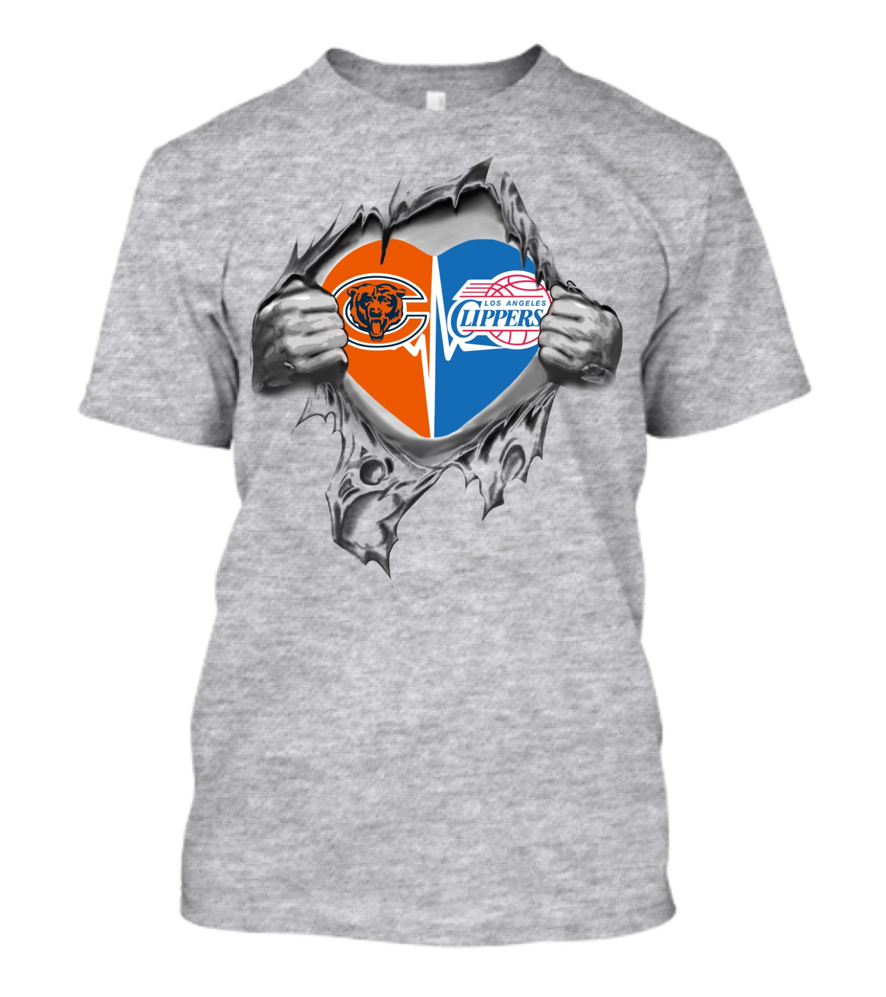 Bears Clippers Heart Tear Chicago Los Angeles Sports Passion T-Shirt