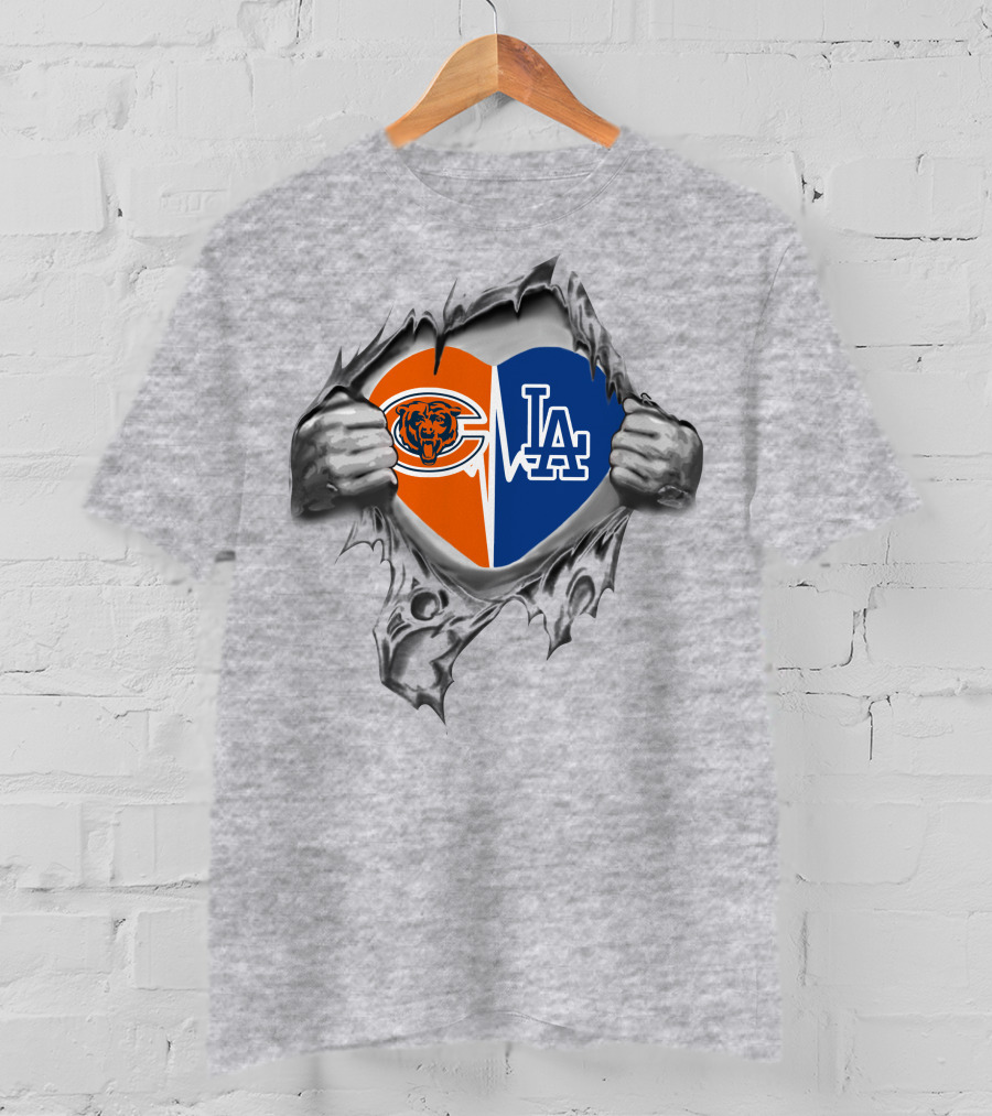 Bears Dodgers Heart T-Shirt
