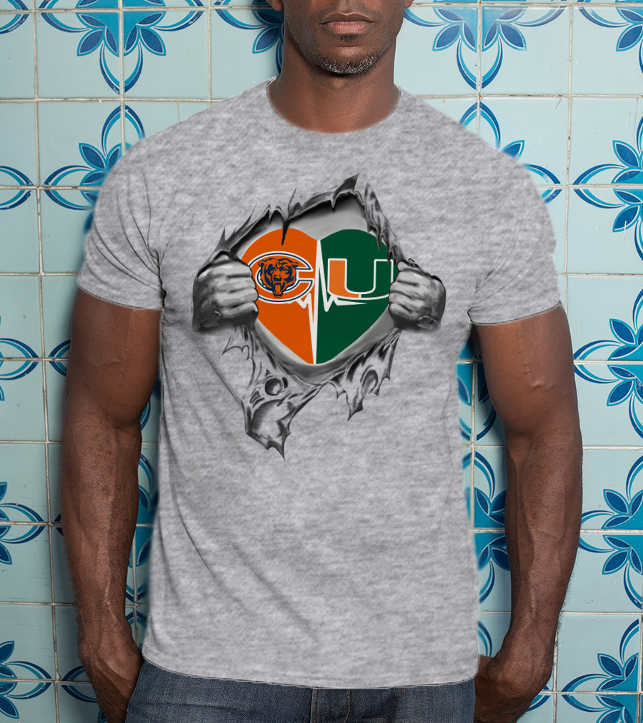 Bears Hurricanes Heart Logo Combination T-Shirt