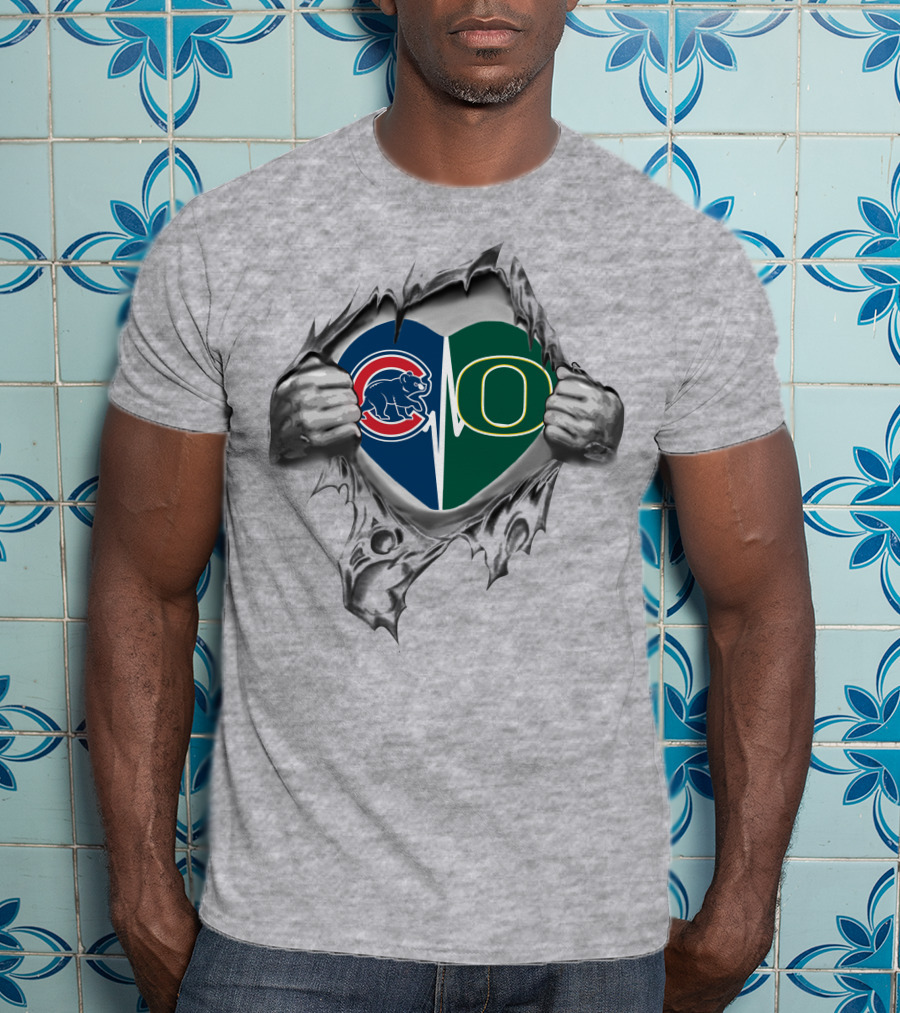 Cubs Ducks Heart Rip T-Shirt