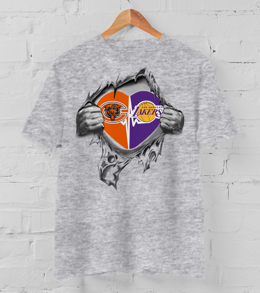 Bears Los Angeles Lakers Heart Torn Open T-Shirt