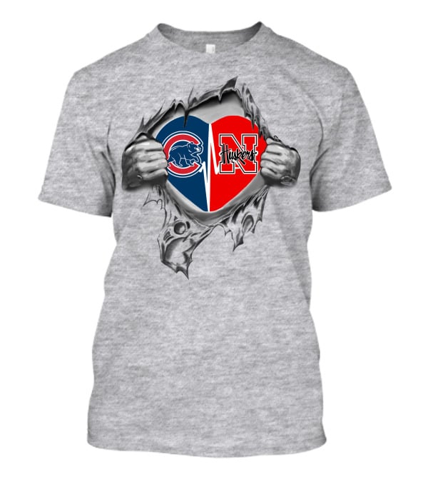 Cubs Huskers Heart Chicago Nebraska Fan Pride T-Shirt