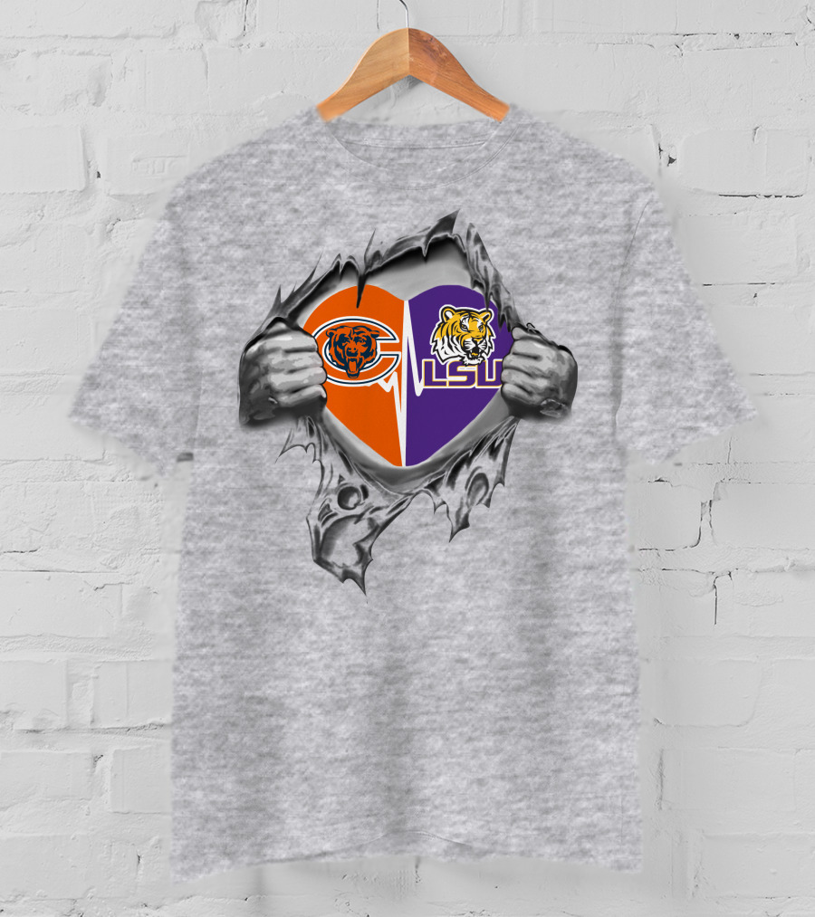 Bears LSU Heart Rip T-Shirt