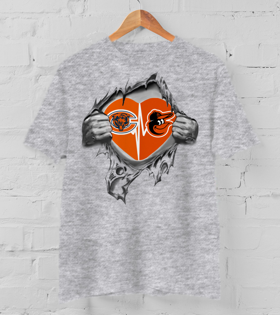 Bears Orioles Heart Logo Fan Passion T-Shirt