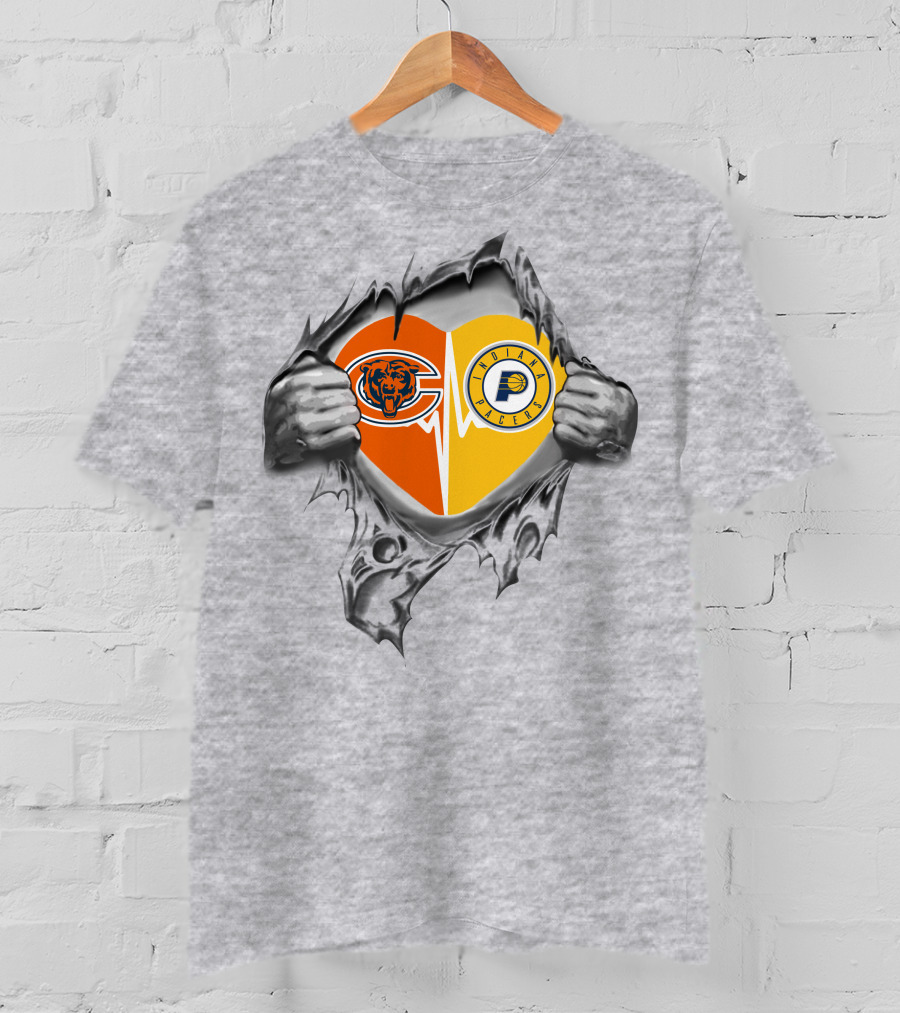 Chicago Bears And Indiana Pacers Heart Pride With Tear-Away T-Shirt