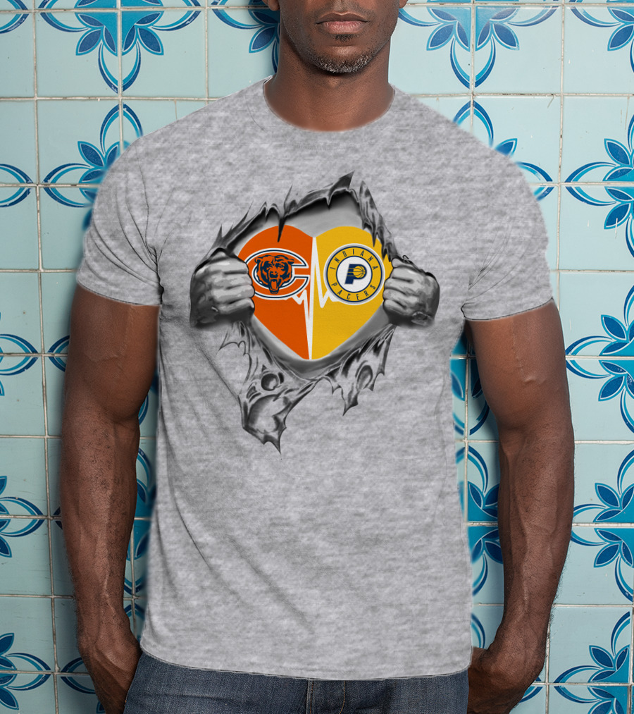 Chicago Bears And Indiana Pacers Heart Pride With Tear-Away T-Shirt