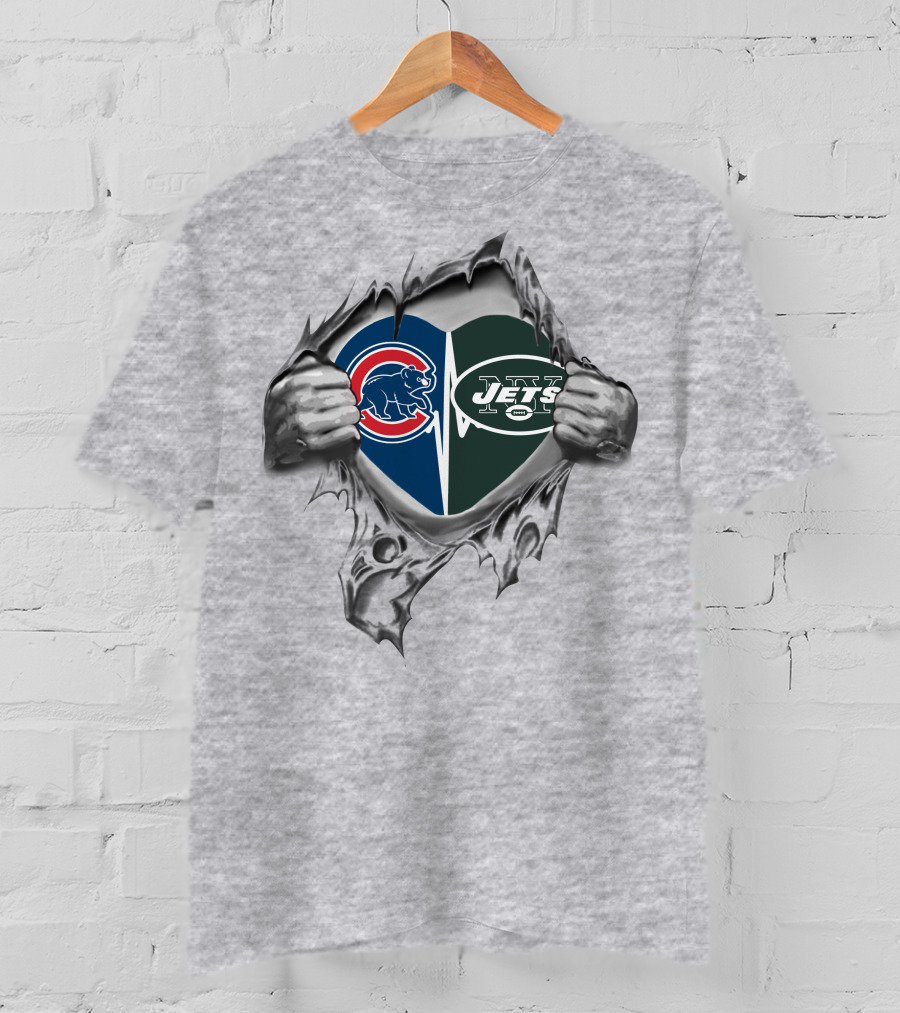 Cubs Jets Heart Torn Logo Design Featuring Teams T-Shirt