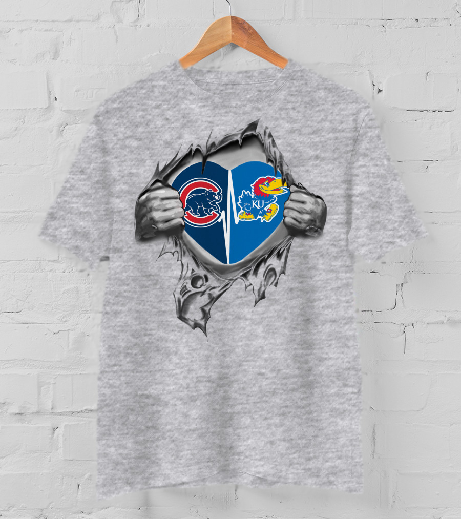 Cubs Kansas Jayhawks Heart T-Shirt