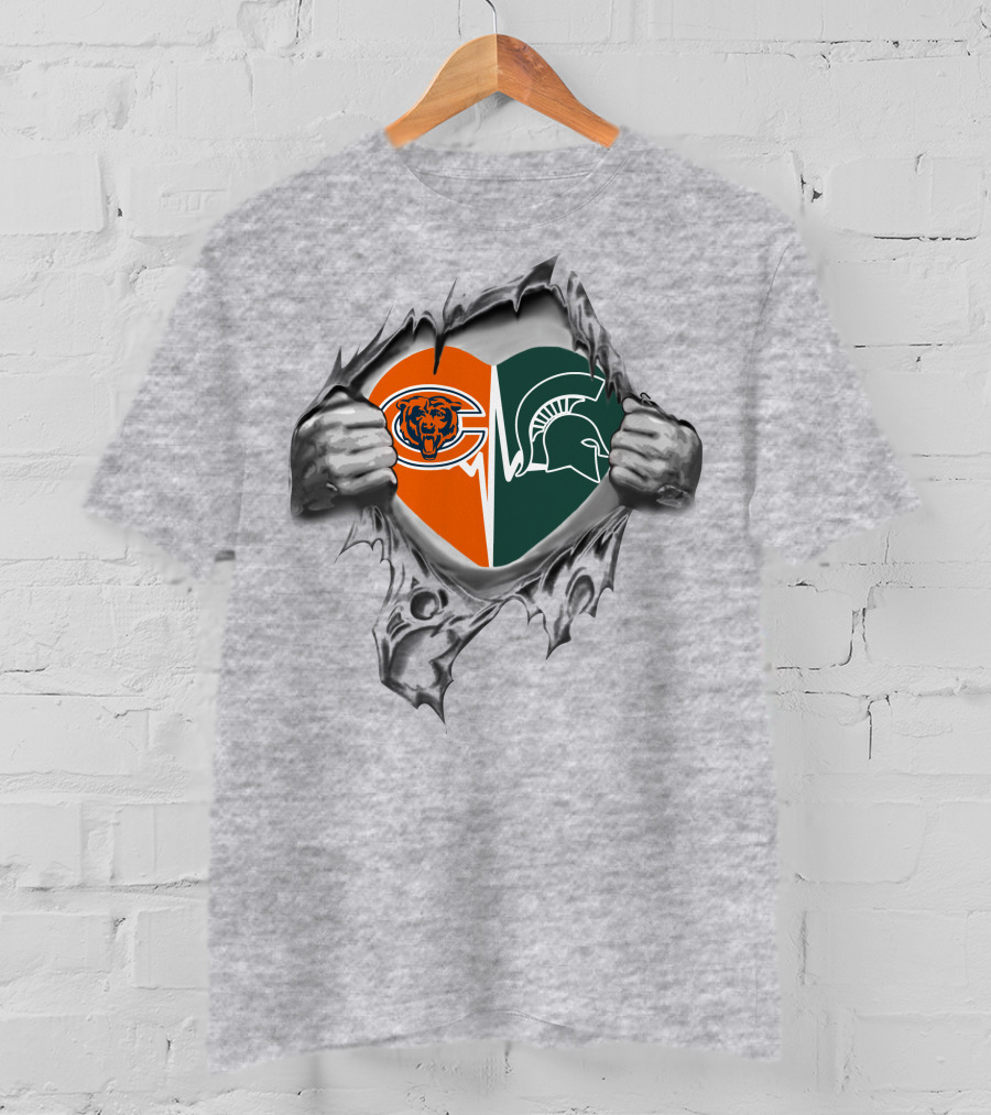 Bears Spartans Heart Reveal Football Passion T-Shirt