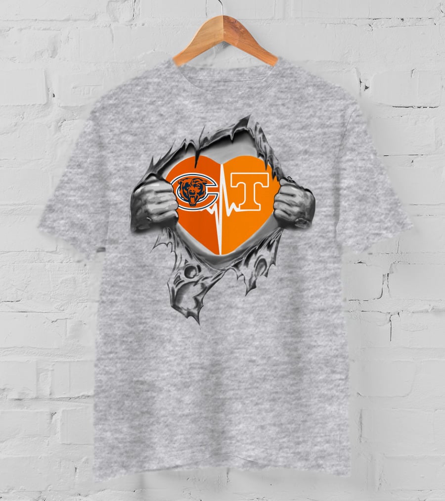 Chicago Bears Tennessee Volunteers Heartbeat Passion T-Shirt