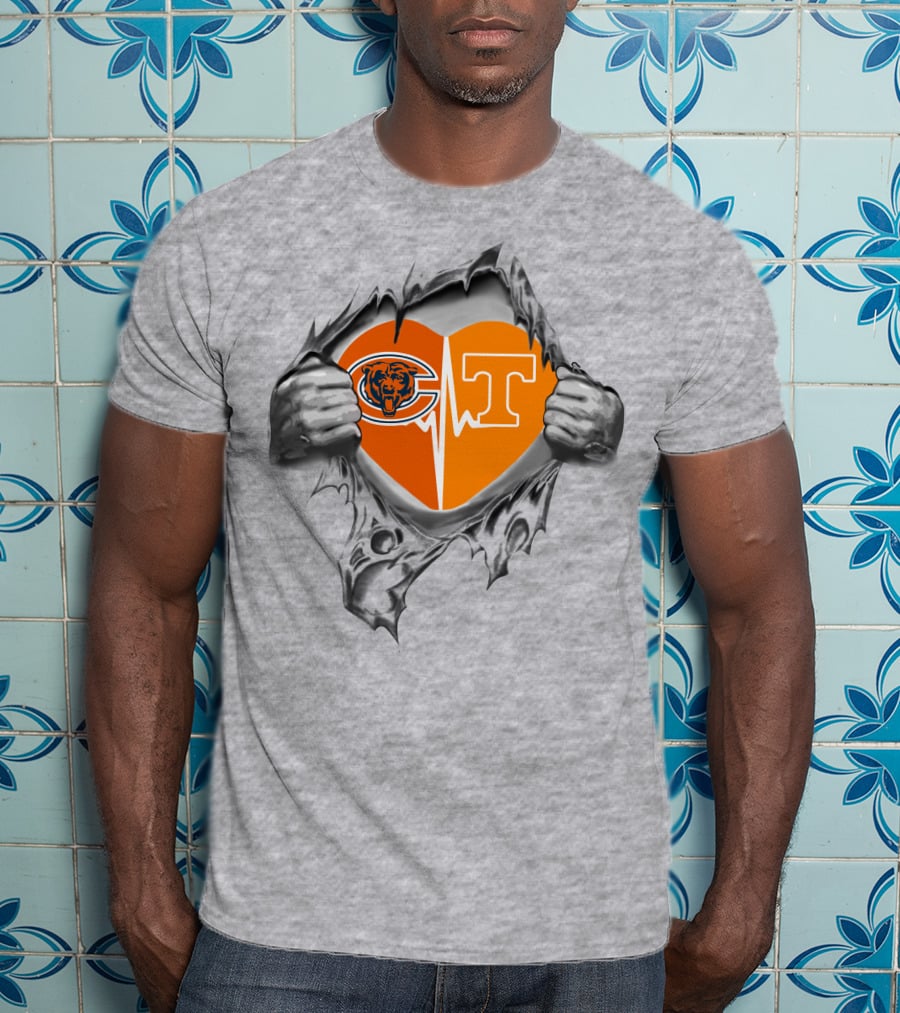 Chicago Bears Tennessee Volunteers Heartbeat Passion T-Shirt