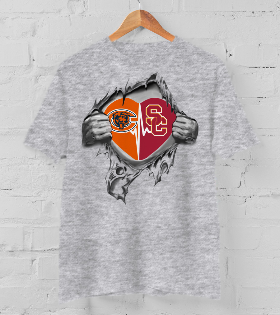 Bears Trojans Heart Logo Fusion T-Shirt