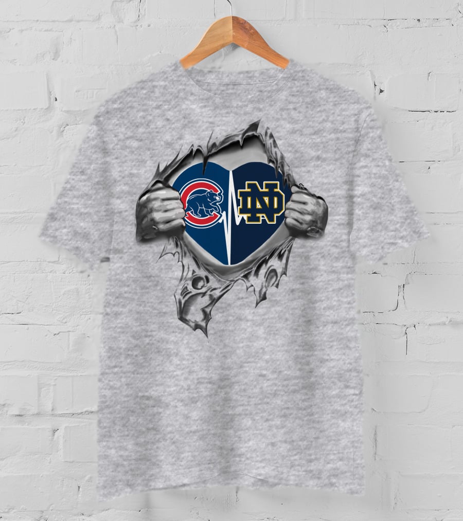 Cubs Notre Dame Heartbeat Rip T-Shirt