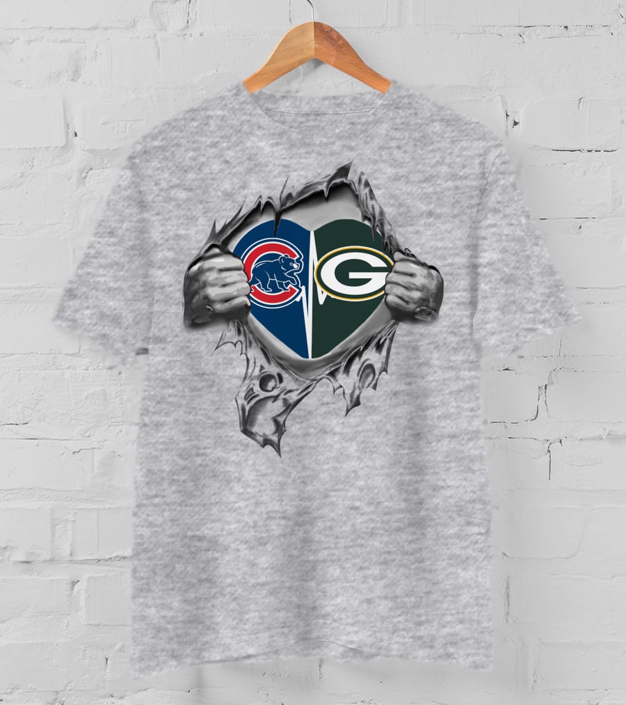 Cubs Packers Heart T-Shirt