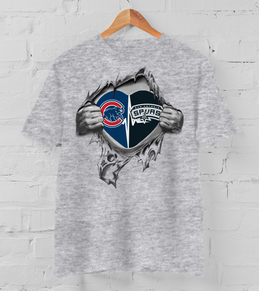 Chicago Cubs San Antonio Spurs Torn Heart Fusion T-Shirt