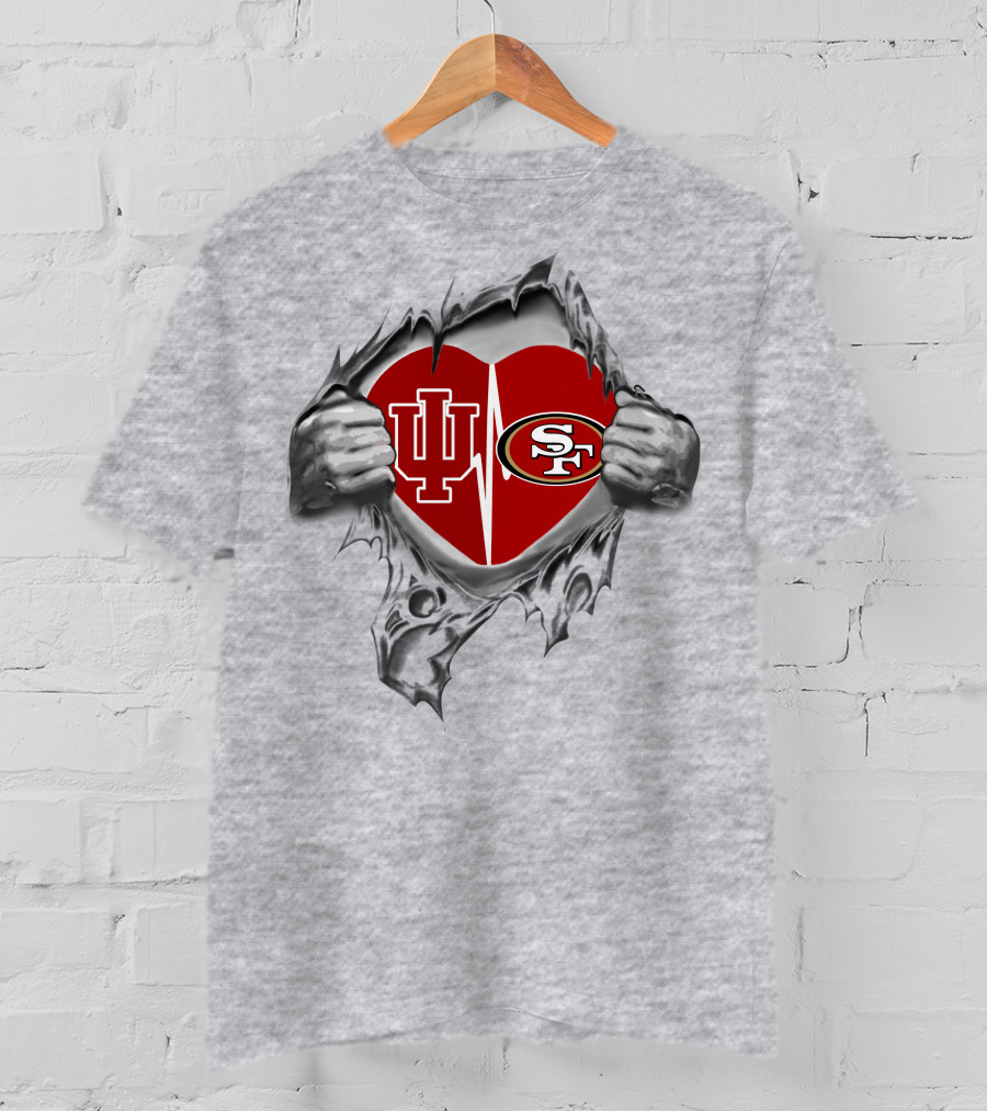 49ers Indiana Hoosiers Heartbeat Logo Fusion T-Shirt