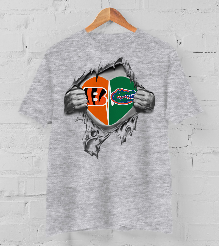 Cincinnati Bengals Florida Gators Heart Symbol Peel T-Shirt