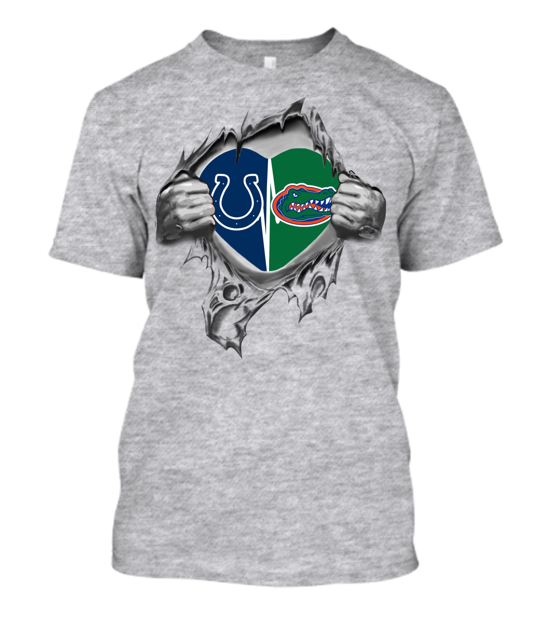 Colts Gators Heart Split NFL College Team Emblem T-Shirt