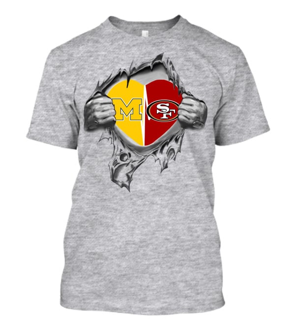 M Heart Sf 49ers Michigan Dual Fan Allegiance T-Shirt