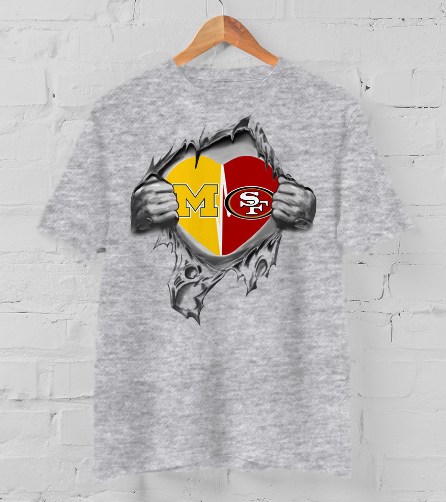 M Heart Sf 49ers Michigan Dual Fan Allegiance T-Shirt