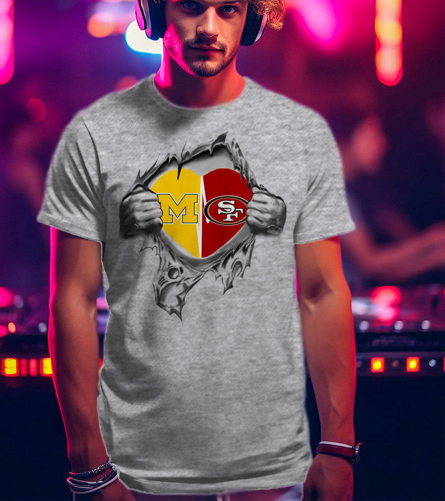 M Heart Sf 49ers Michigan Dual Fan Allegiance T-Shirt