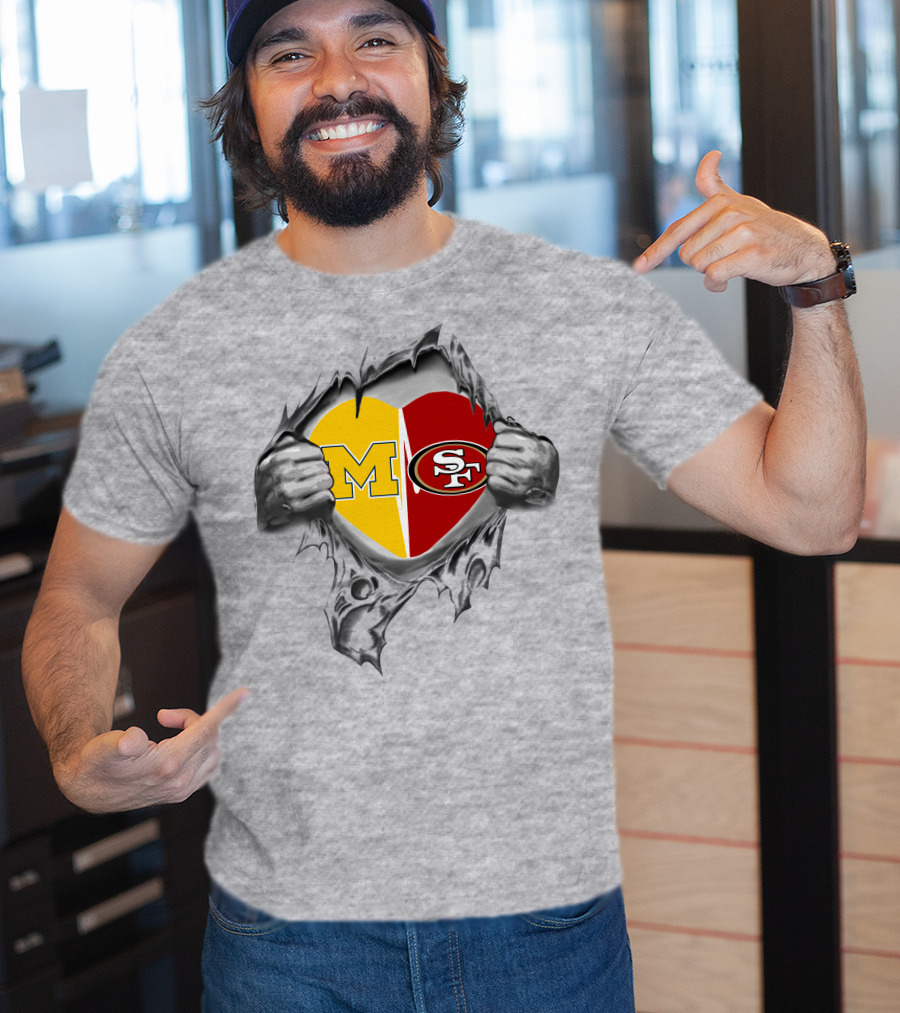 M Heart Sf 49ers Michigan Dual Fan Allegiance T-Shirt