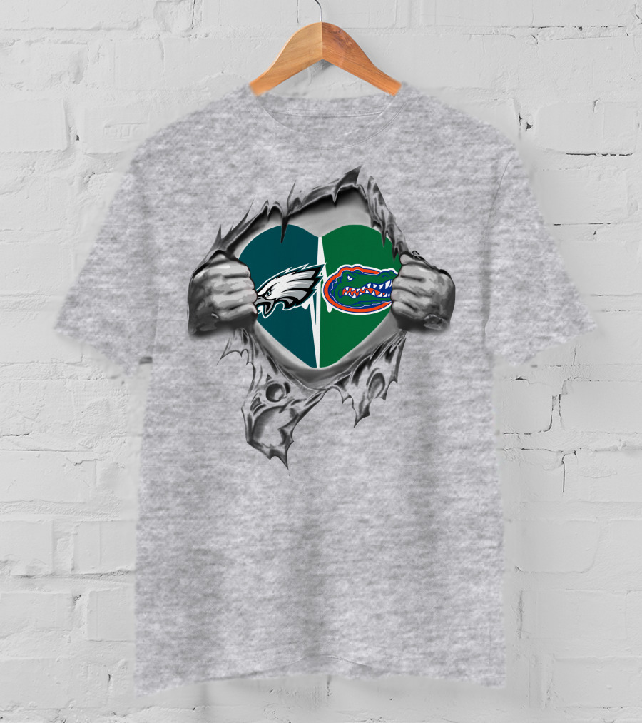 Philadelphia Eagles Florida Gators Heart T-Shirt